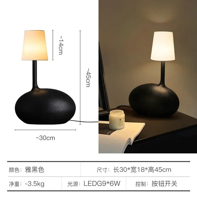 Afralia™ Zen Art Solid Wood Table Lamp LED G9 Desk Light Bedroom Living Room