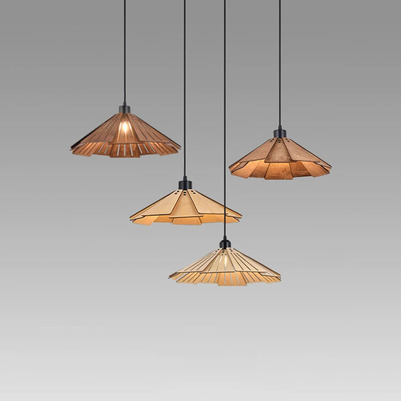 Afralia™ Retro Wooden Pendant Light