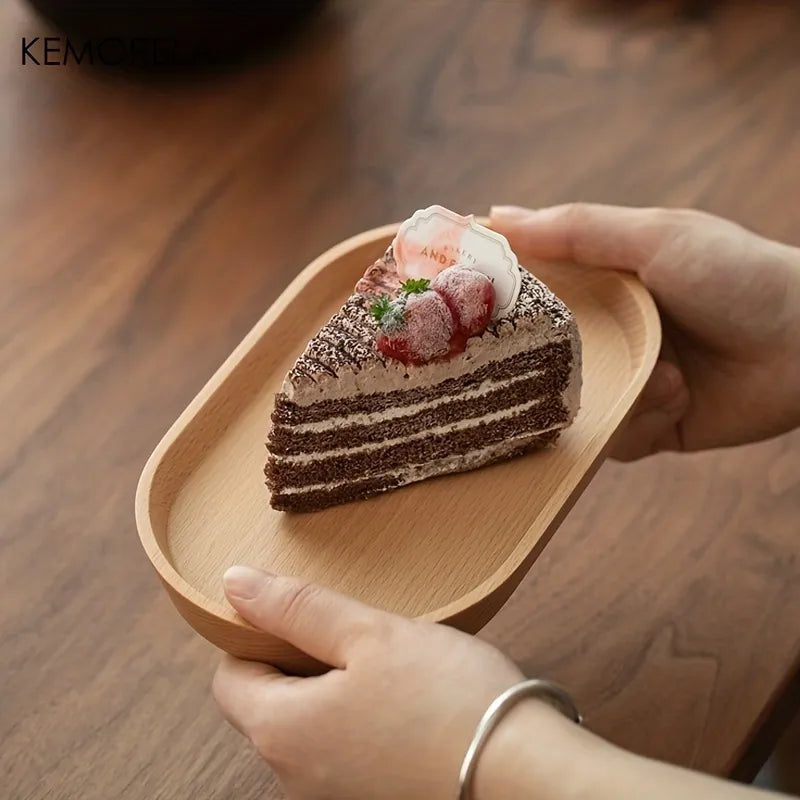 Japanese-Inspired Wooden Tray for Desserts and Snacks