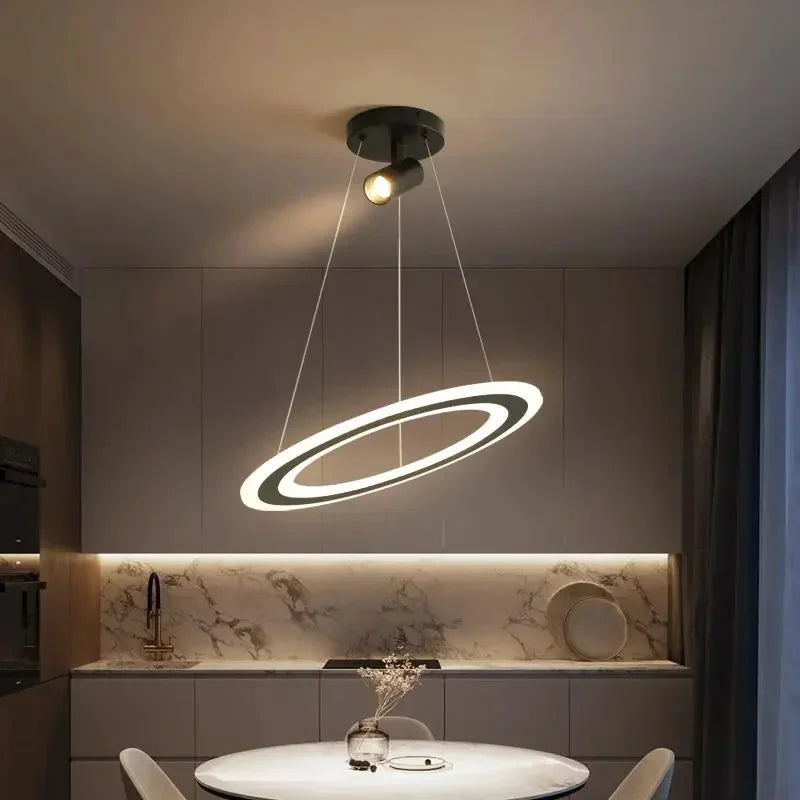 Afralia™ Nordic Design LED Bedroom Pendant Light Chrome - Minimalist Restaurant Chandelier
