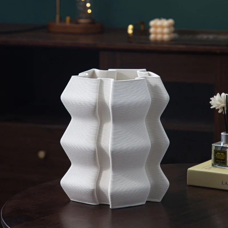 Afralia™ White Geometric Circle Ceramic Vase - Handcrafted Floral Arrangement Accessory