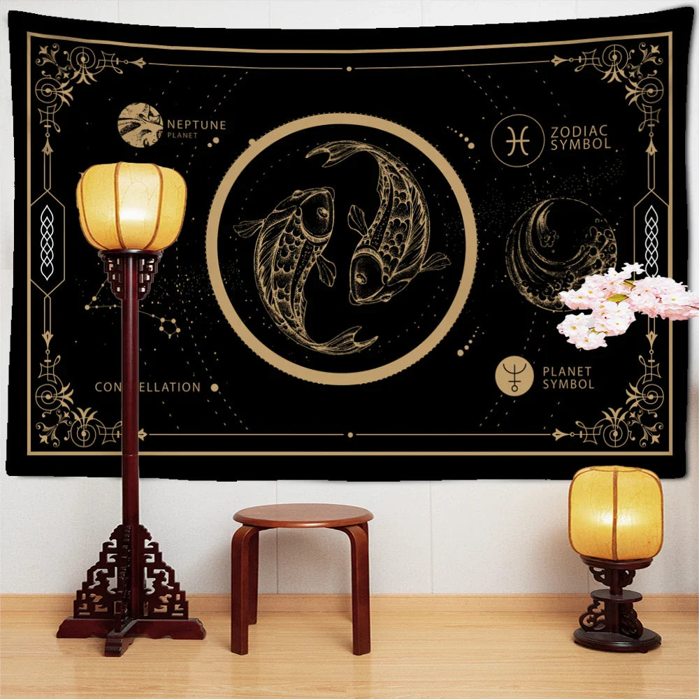 Afralia™ Constellation Tarot Tapestry Wall Hanging for Home Décor vibes and Witchy Aesthetics