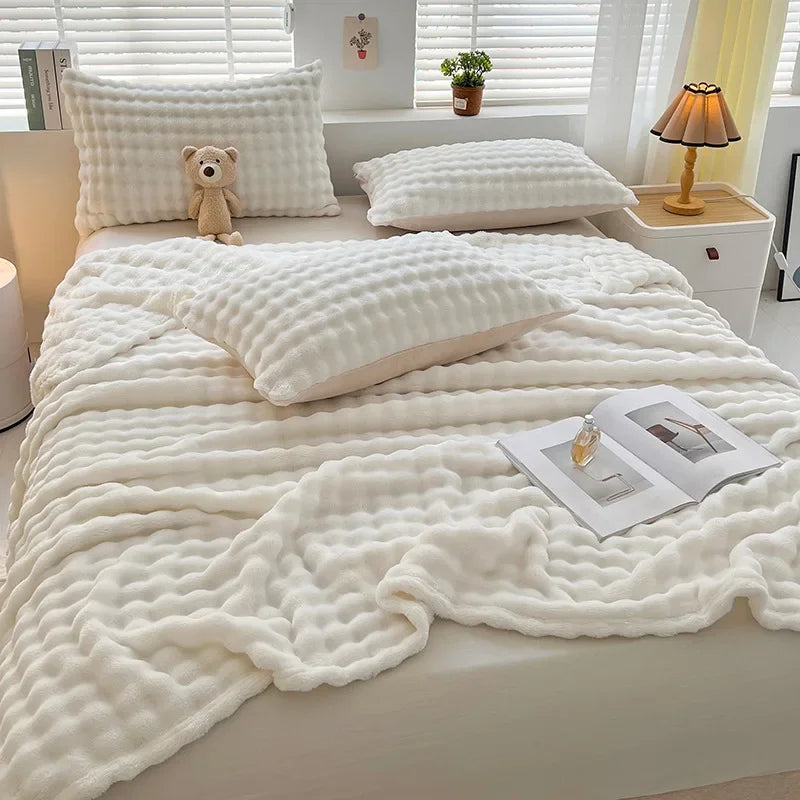 Afralia™ Bubble Velvet Blanket: Soft Cozy Flannel Sofa Cover, Single/Double, Office Nap & Air Conditioning