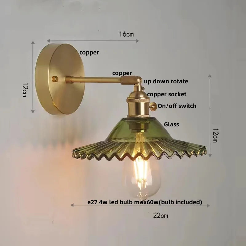 Afralia™ Nordic LED Wall Sconce Pull Chain Switch Stair Light Glass Lamparas