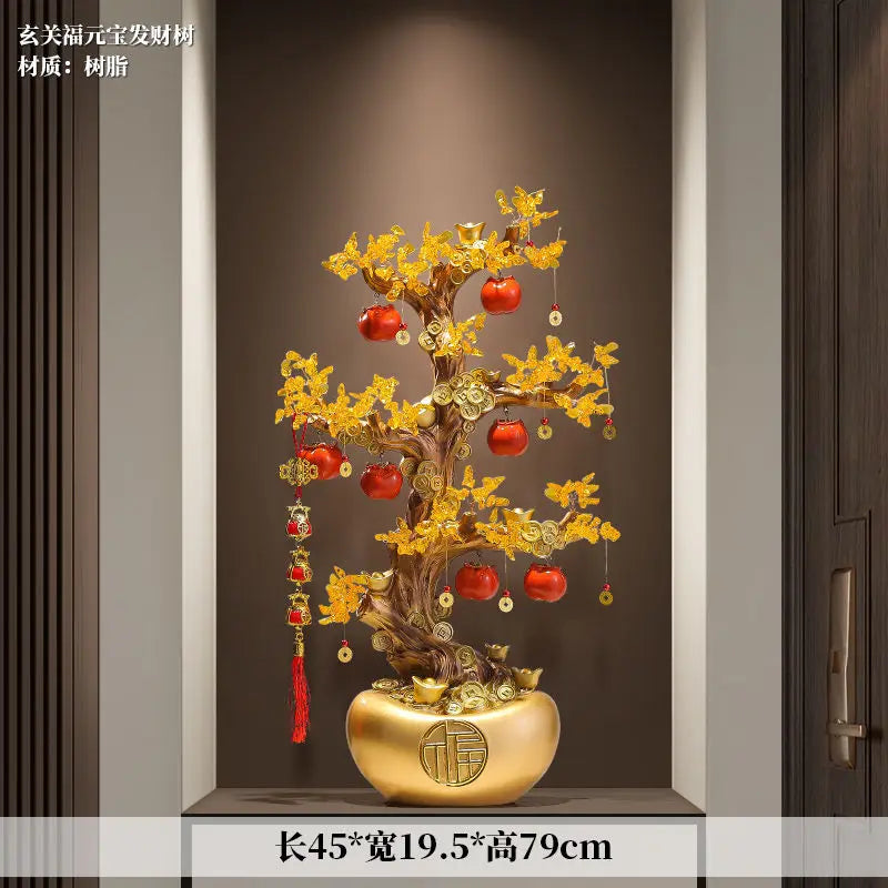 Afralia™ Money Tree Feng Shui Sculpture for Home Hotel Bookshelf Ornament