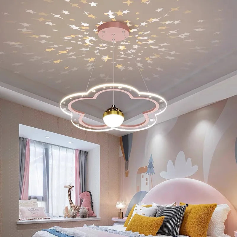 Afralia™ Cloud Flower LED Chandelier: Modern Starry Sky Decor for Kid's Bedroom and Study Hall