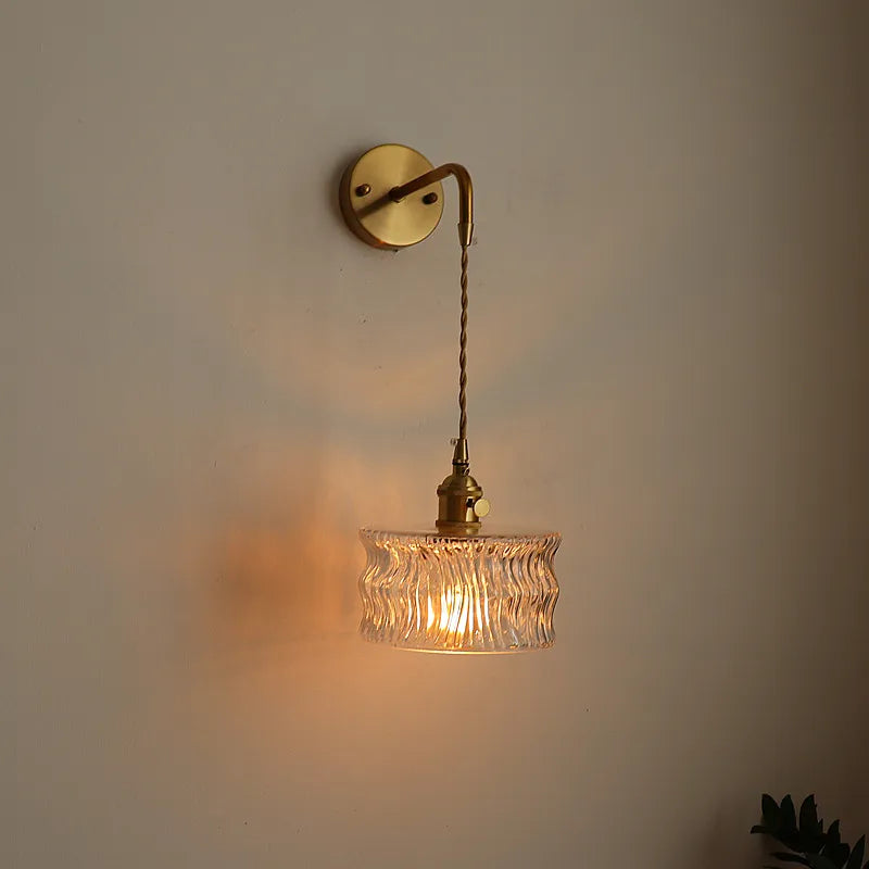 Afralia™ Vintage LED Wall Lamps Glass Copper Light for Living Room Restaurant Mirror