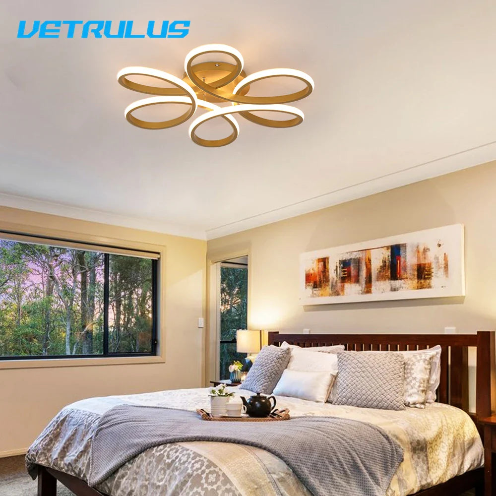 Afralia™ Gold Flower Acrylic Pendant Chandelier - Modern LED Ceiling Light