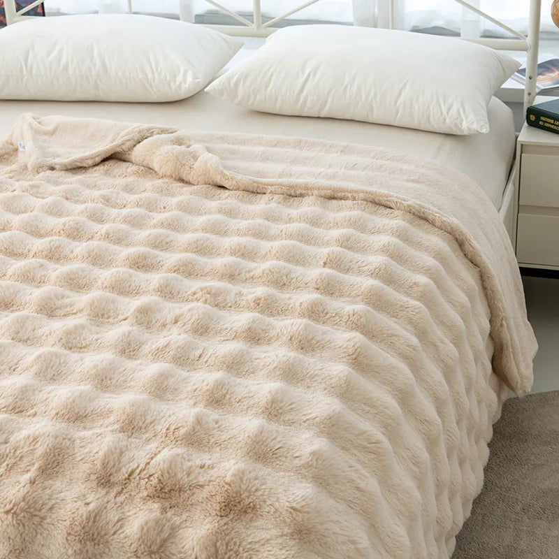 Afralia™ Faux Rabbit Fur Warm Throw Blanket - Soft Plush Fluffy Blanket