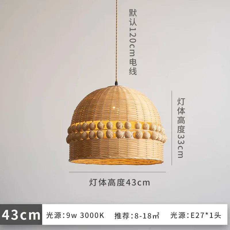 Afralia™ Modern Bamboo Weave Pendant Lights LED E27 for Zen Art Decor in Restaurant & Bedroom