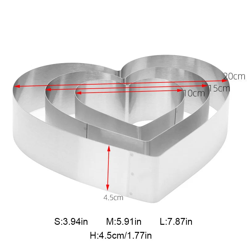 Afralia™ Heart-Shaped Stainless Steel Mousse Mold Set - Baking Tool for Cakes & Desserts