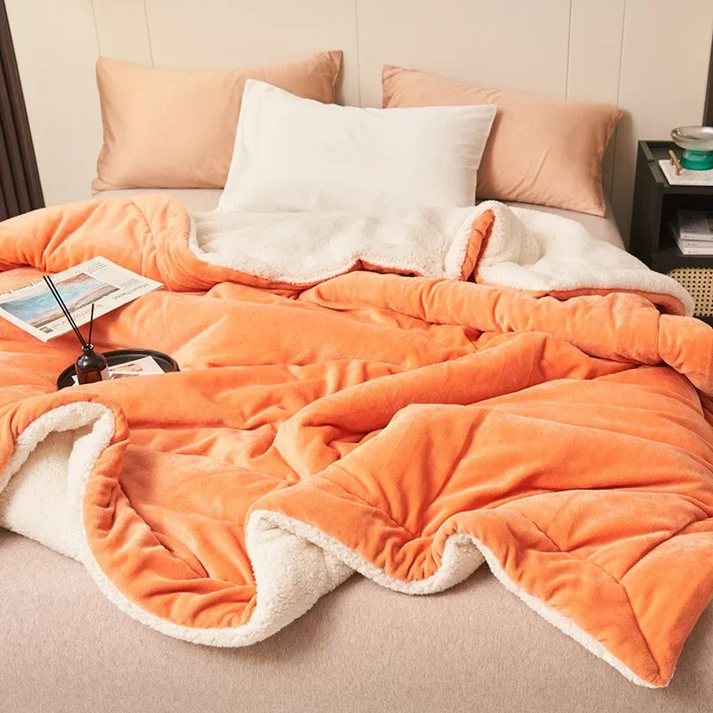 Afralia™ Double Layer Queen Blanket Super Soft Plush Warm Comfort for Autumn/Winter