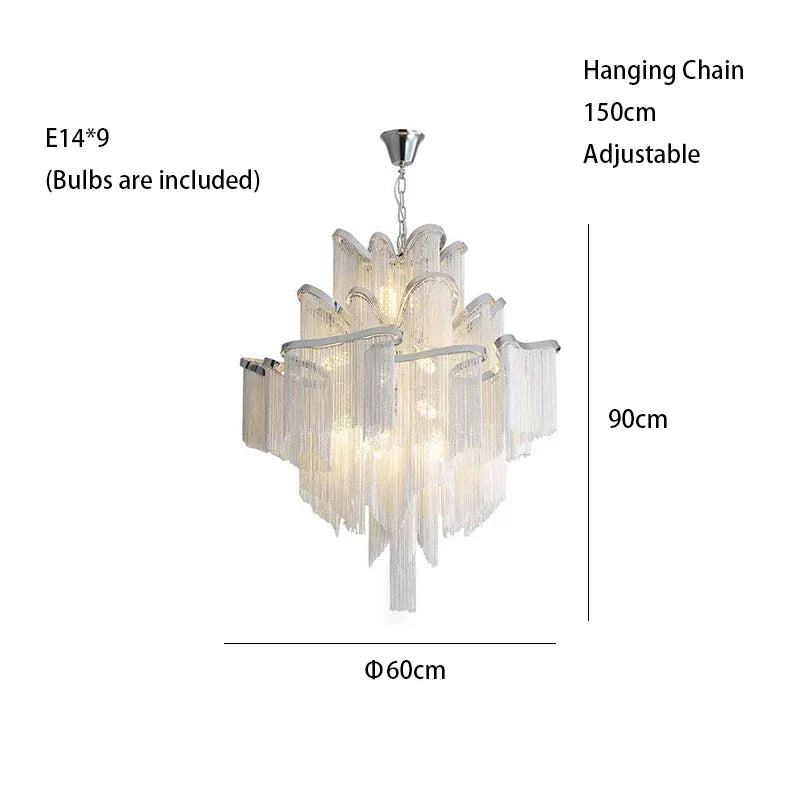 Afralia™ Luxury Tassels Ceiling Chandelier Dimmable Lights for Bedroom Decoration