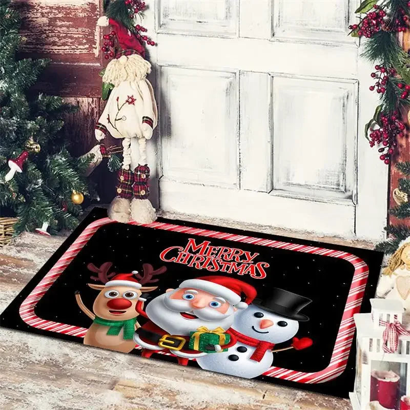 Afralia™ Christmas Snowman Non-slip Floor Mat