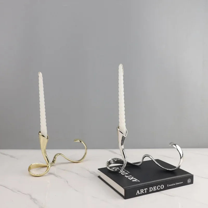 Afralia™ Geometric Gold Candlestick Holder Centerpiece