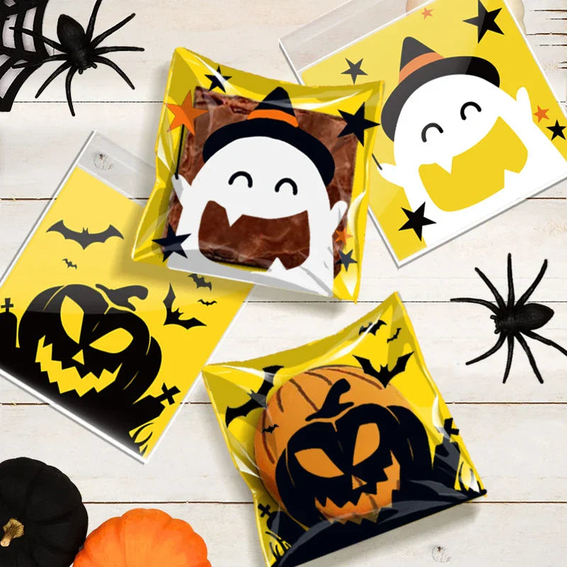 Afralia™ Halloween Biscuits Packaging Bags 100PCS - Kitchen Pastry Decoration Essentials