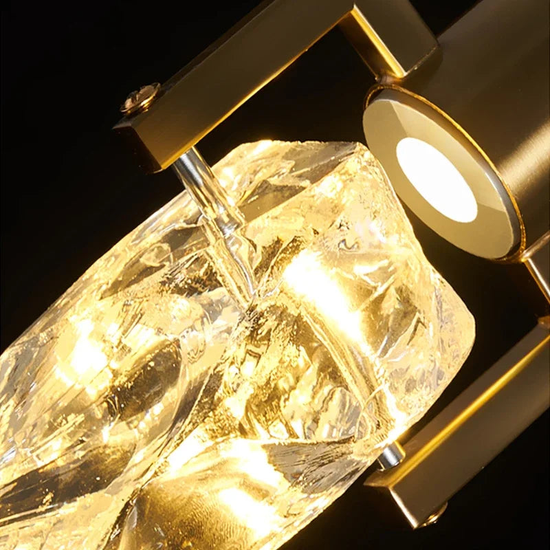 Afralia™ Elegant Diamond Crystal Chandelier LED Light Fixture Gold Home Decor