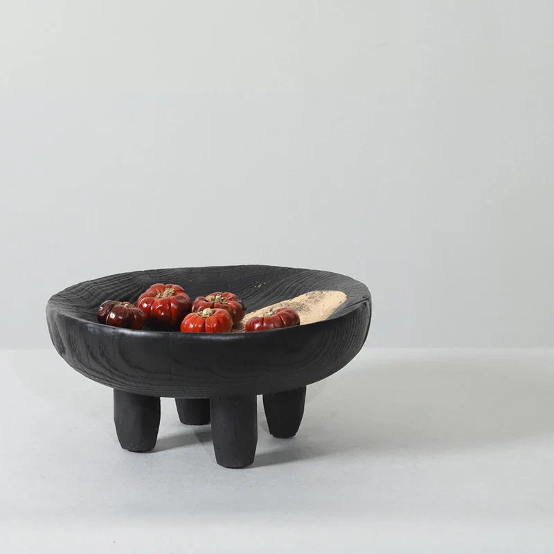 Afralia™ Imitation Wood Grain Corner Tray Fruit Bowl Desktop Storage Jewelry Plate Tray