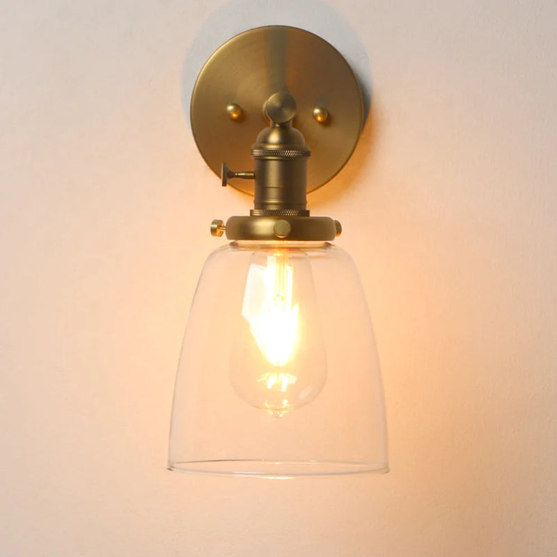 Afralia™ Industrial Dome Glass Wall Sconce Light - Single Fixture with Clear Shade