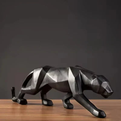 Afralia™ Panther Statue Geometric Resin Leopard Sculpture Home Office Decor Craft
