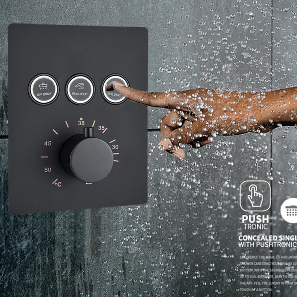 Afralia™ Matte Black Thermostatic Shower Faucet Mixer with Temperature Control