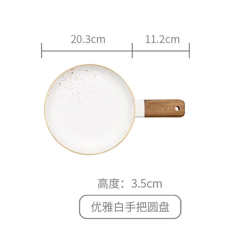 Afralia™ Ceramic Wood Handle Bowl: Nordic Style Salad & Noodle Tableware