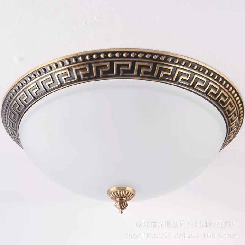 Afralia™ Classic Vintage Copper Ceiling Lamp with Round Glass Lampshade