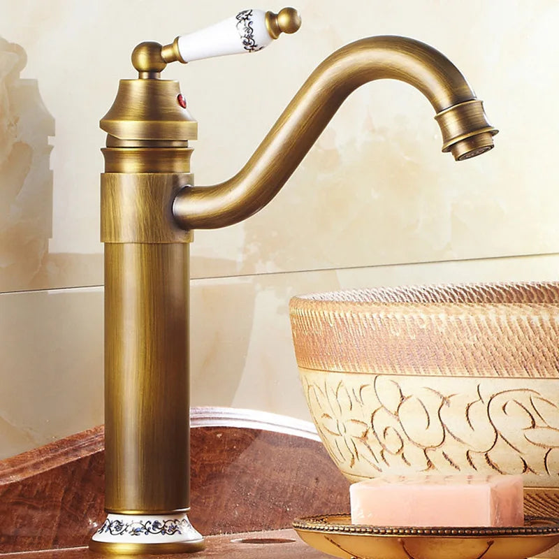 Afralia™ Antique Bronze Finish Bathroom Sink Faucet - Basin Tap YT-5050