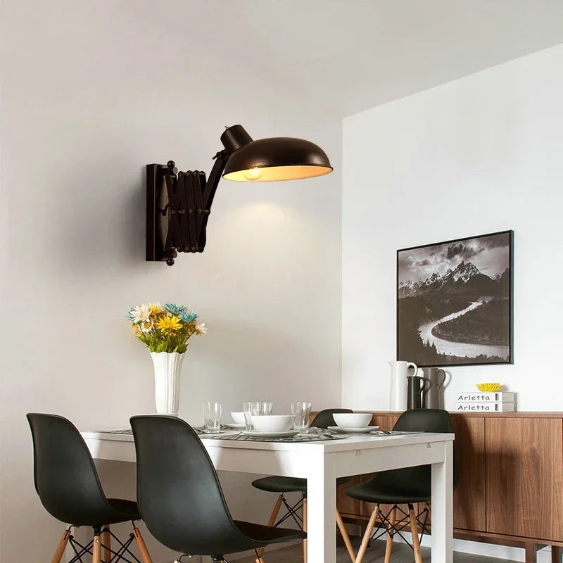 Afralia™ Vintage Black Iron Wall Lamp Retro Industrial Kitchen Living Room Light