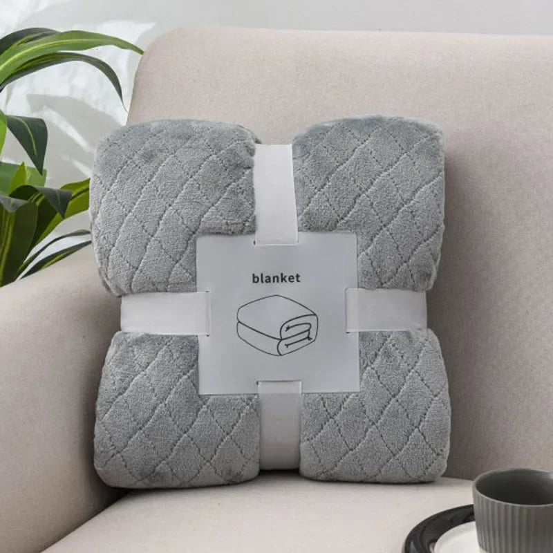 Afralia™ Plush Diamond Jacquard Blanket: Warm & Cozy Sofa Cover for Queen King