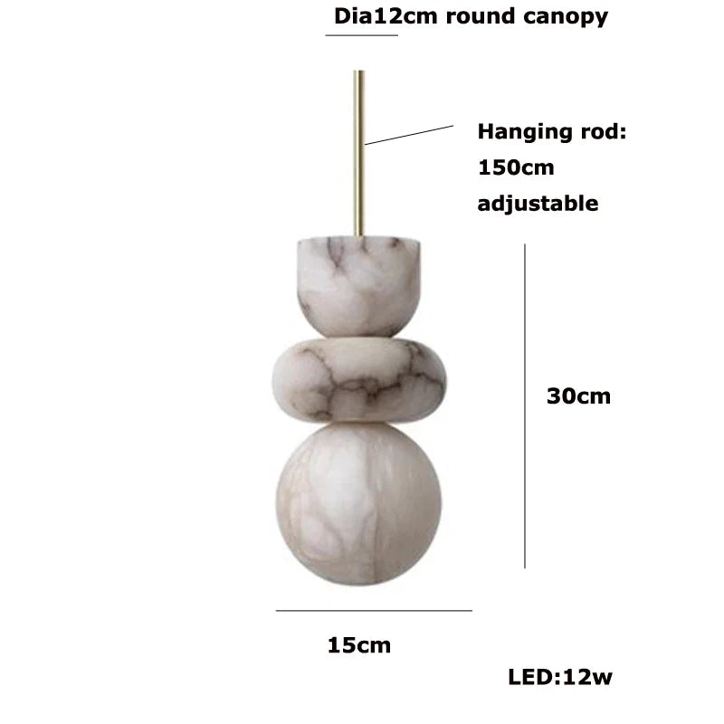 Afralia™ Luxe Gold LED Chandelier with Marble Pearl & Alabaster for Foyer Staircase Lighting