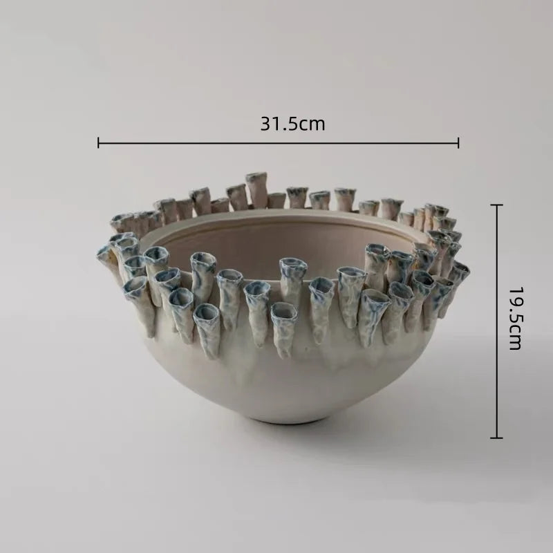 Afralia™ Handcrafted Ceramic Relief Vase for Home Decor & Flower Arrangement