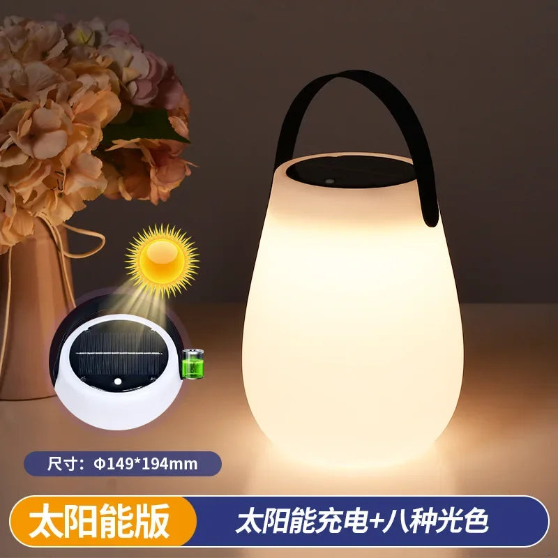 Afralia™ Solar Powered LED Tabletop Lantern with USB Rechargeable Battery