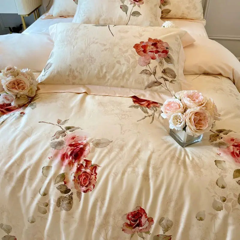 Afralia™ French Vintage Rose 1000TC Egyptian Cotton Bedding Set
