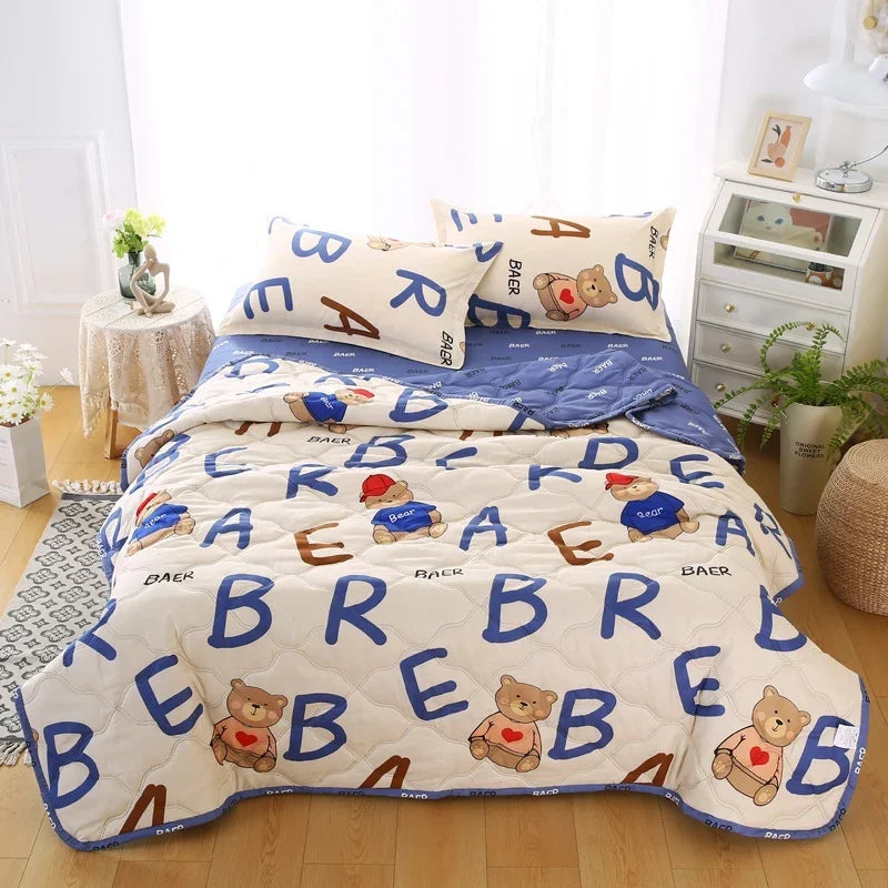 Afralia™ Bear Quilt & Pillowcase Set - Soft & Breathable Summer Bedding