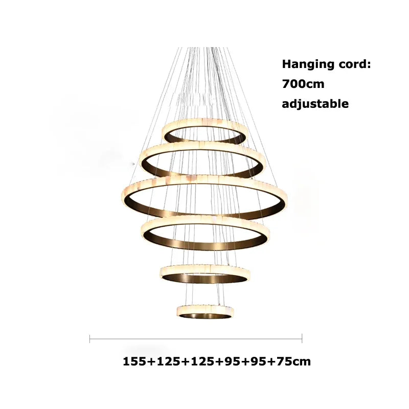 Afralia™ Postmodern Gold Marble Chandelier Light - Dimmable Nordic Pendant for Living Room