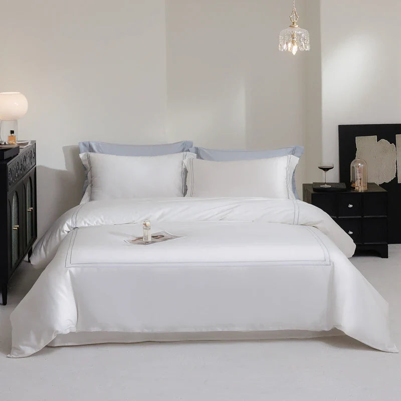 Afralia™ Luxury Solid Color Hotel Style Bedding Set with Egyptian Cotton Softness