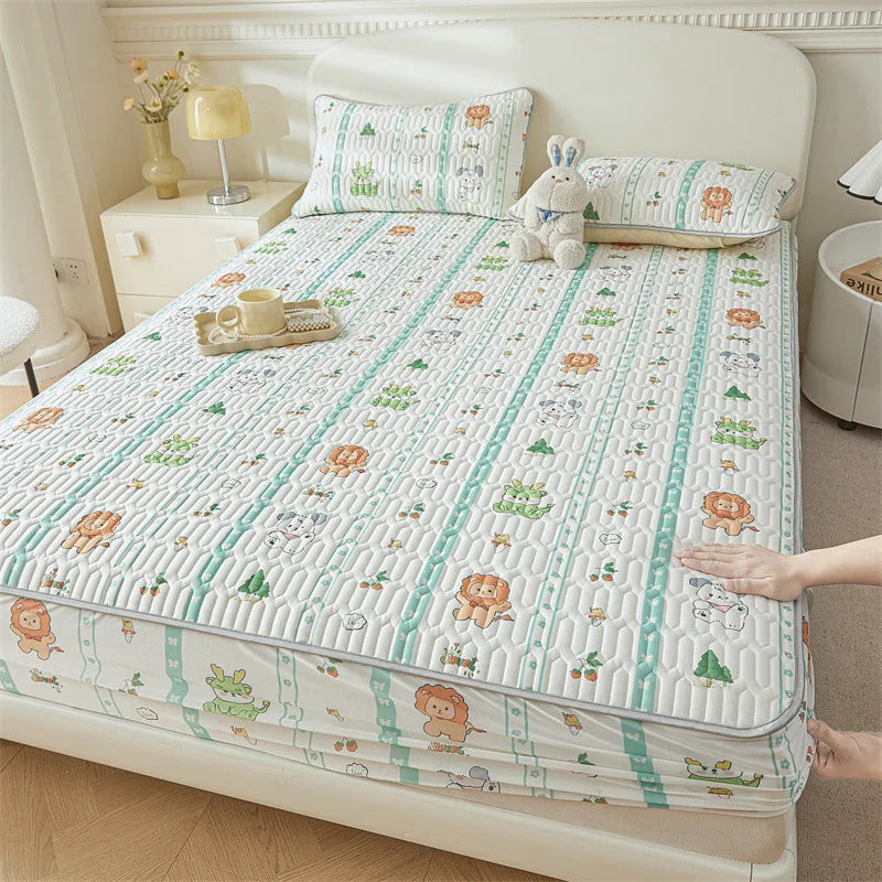 Afralia™ Cute Cartoon Pattern Cooling Fitted Sheet with Natural Latex Fabric