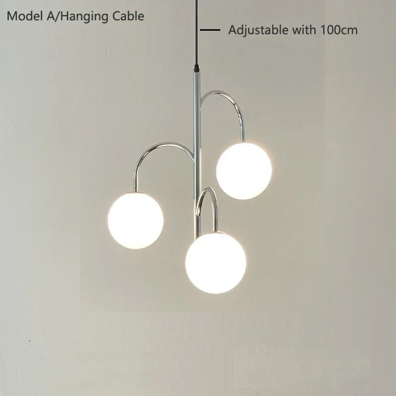 Afralia™ Glass Ball Chrome Chandelier Pendant Light Ceiling Mount Suspension Lamp