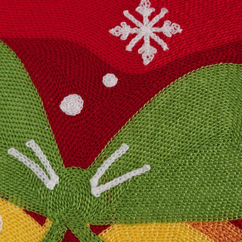 Afralia™ Christmas Embroidery Cushion Cover 45x45cm Santa Deer Snowflake Pillowcase Square Cotton