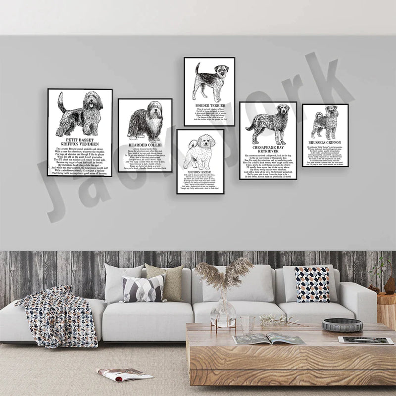 Afralia™ Dog Breeds Poster: Chinese Crested, Chesapeake Retriever, Brussels Griffon, + More