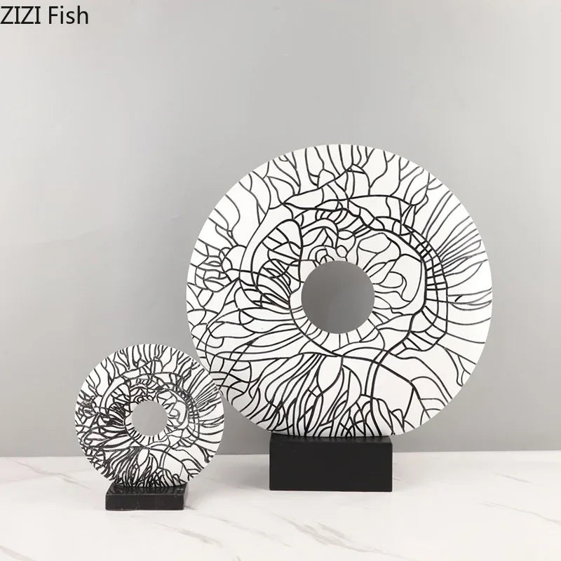 Afralia™ Circle Ornament Desk Decoration Resin Ring Statue Modern Crafts Decor