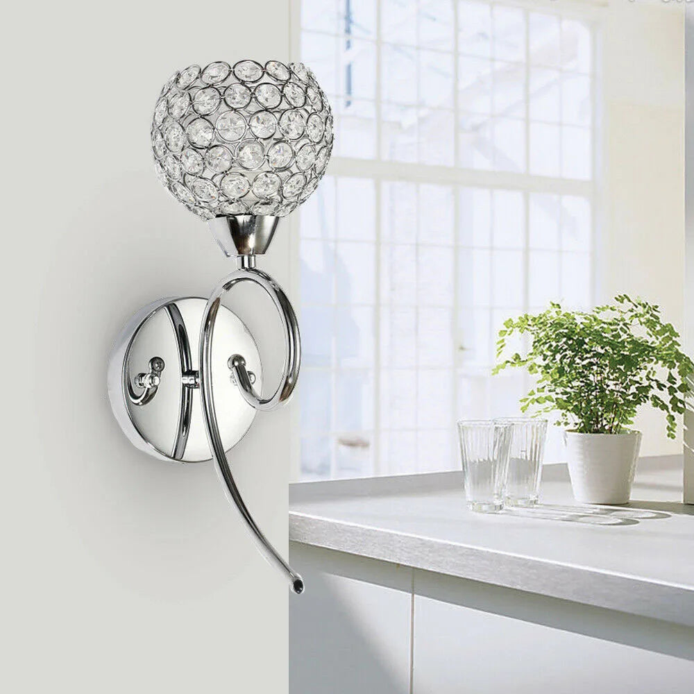 Afralia™ Modern Crystal Wall Lamp for Home Living Room Bedroom Decor