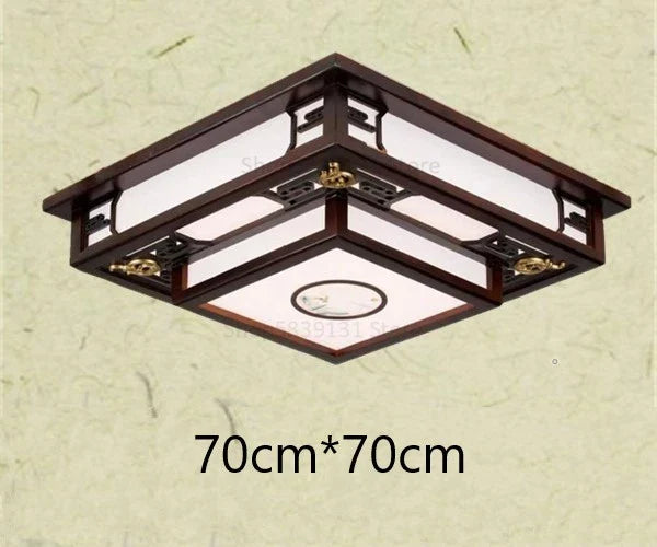 Afralia™ Antique Style Solid Wood Led Ceiling Light for Living Room Bedroom & Study