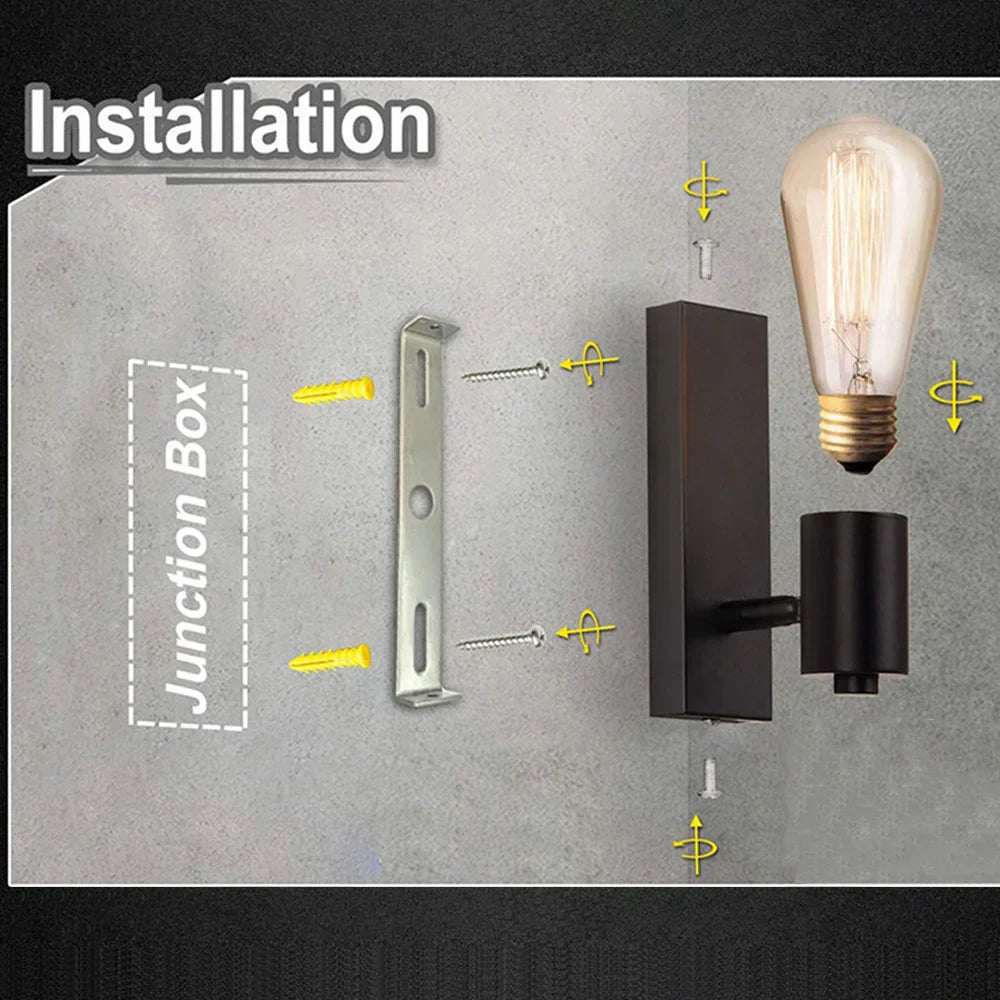 Afralia™ Nordic Retro E27 Wall Lamp Sconce for Bedroom and Living Room