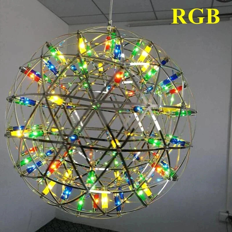 Afralia™ Modern Spark Ball Chandelier for Restaurant Living Room: Creative Round Pendant Lamp