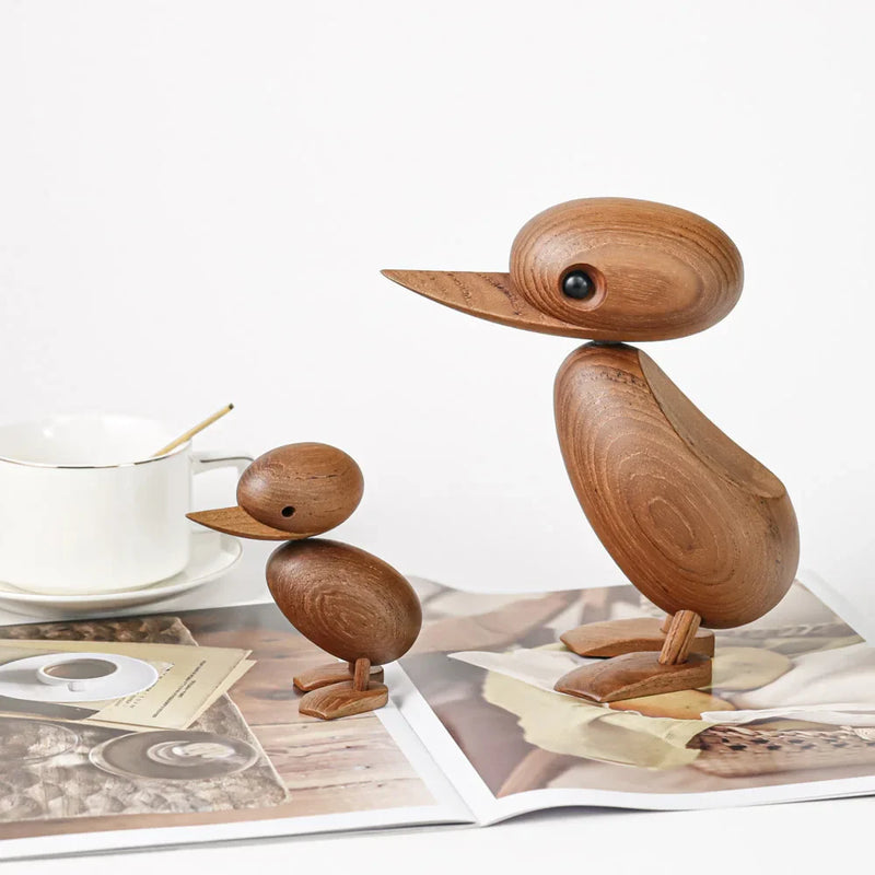Afralia™ Wooden Duck Couple Dolls Nature Animal Ornaments Figurines