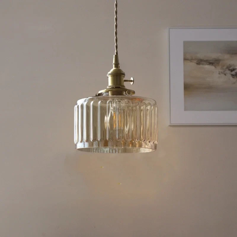 Afralia™ Amber Glass LED Hanging Lamp - Adjustable Nordic Stair Pendant Light