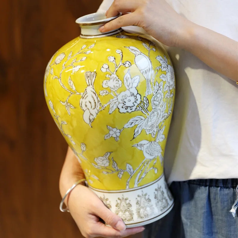 Afralia™ Blue White Porcelain Vase Retro Floral Arrangement Home Decor Ceramic Handicraft