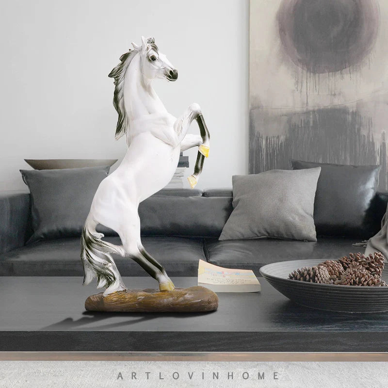 Afralia™ Resin Horse Figurines Decor - Modern Black Steed Statues for Men's Room